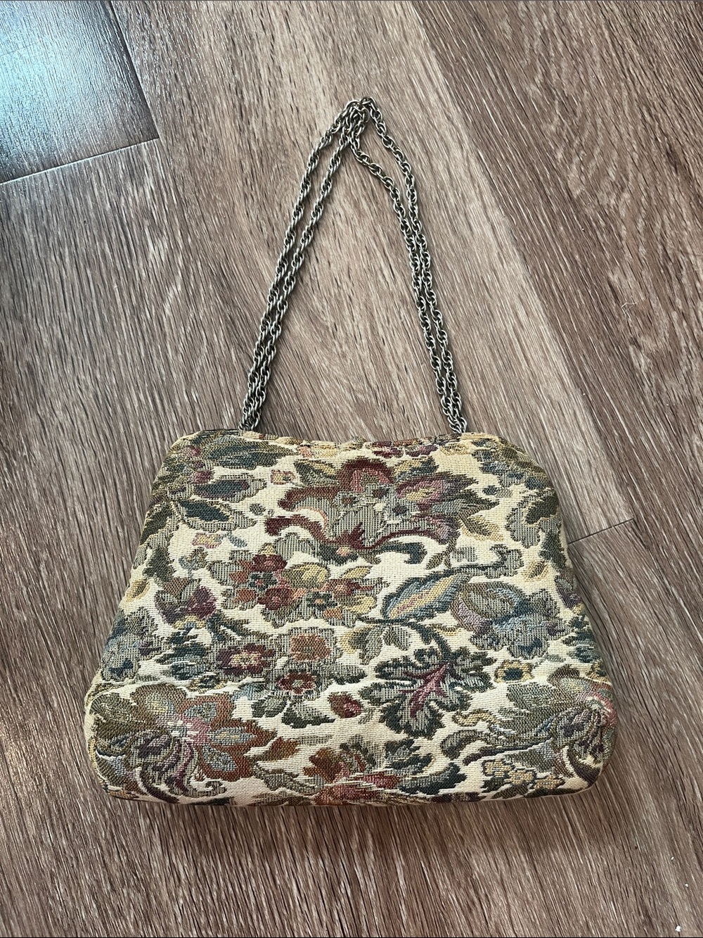 Vintage Harry Levine Floral Tapestry Clutch with Chain Strap